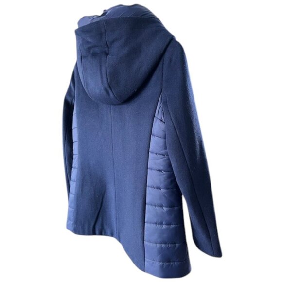 Soia & Kyo Womens Viviana Wool Blend and Quilted Puffer Hooded Coat in Lapis Lrg - Picture 13 of 16